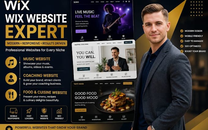 build wix culinary website wix coaching website wix music website