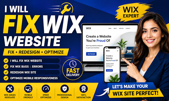 fix wix website, wix bugs, redesign wix site, and optimize wix website design
