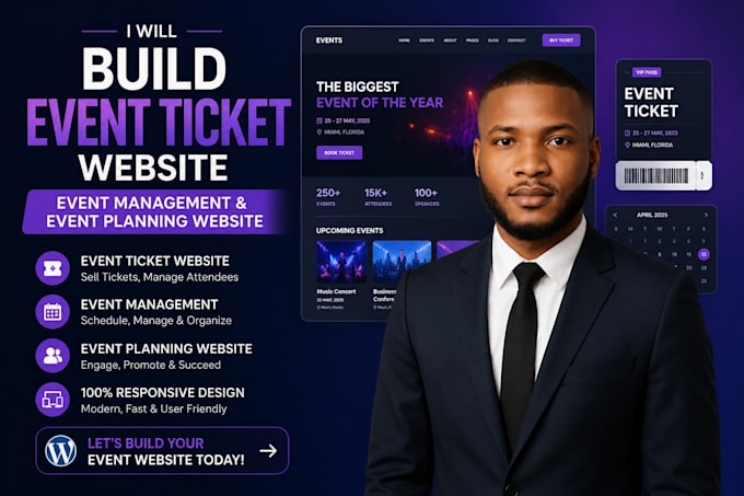 design a professional event website, conference and ticket booking website