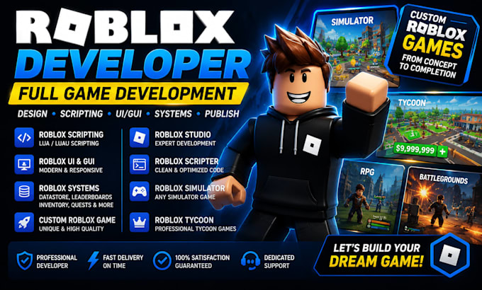 do roblox full game development, custom scripting, and game creation