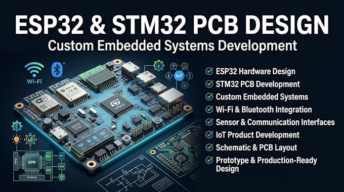 design esp32, stm32 and custom embedded systems pcb