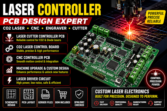 design laser cutter controller pcb, co2 laser control board and driver circuit