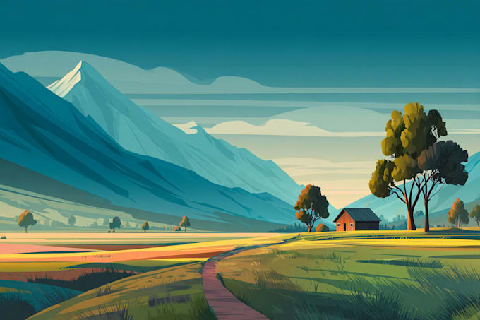 draw a flat vector landscape illustration