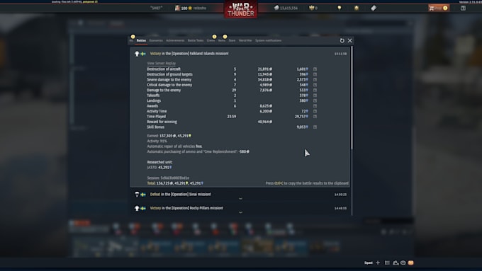 do something really good on war thunder