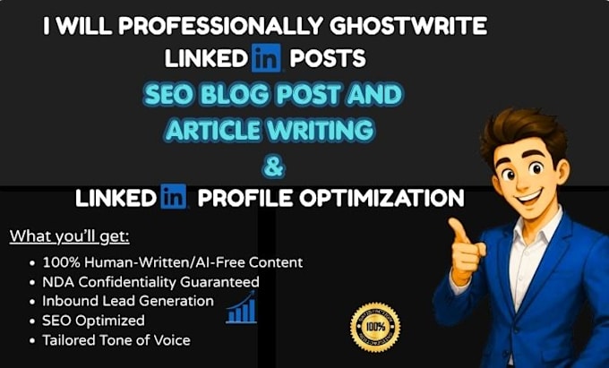professionally ghostwrite linkedin posts, content marketing and SEO blog posts