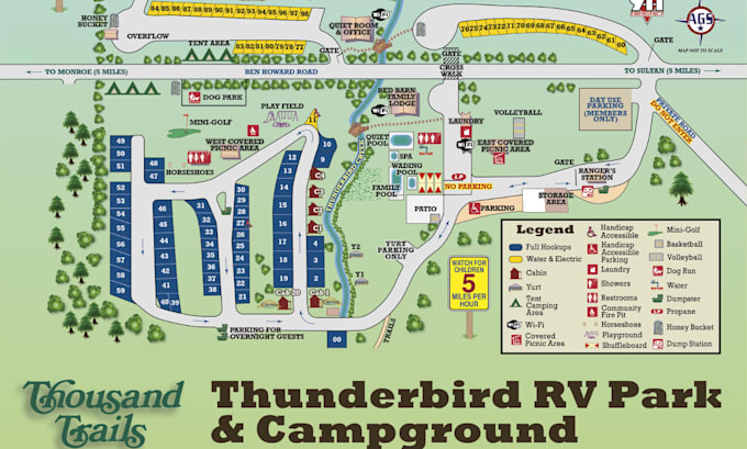 design a custom rv park and campground map illustration