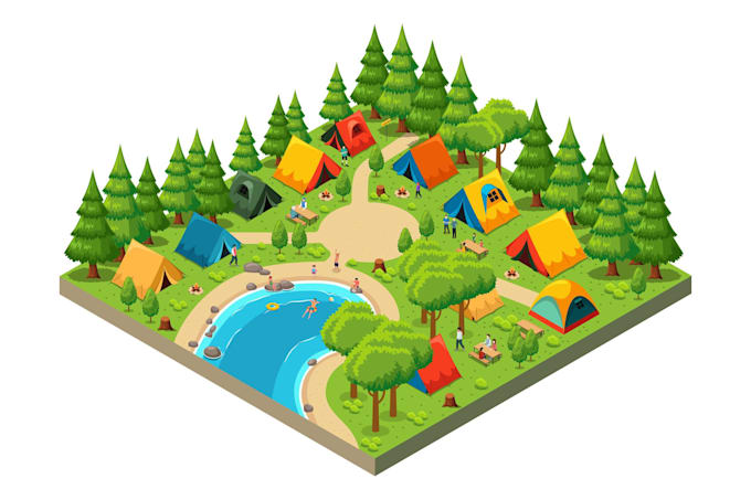 design detailed hiking trail maps and landscape navigation illustrations