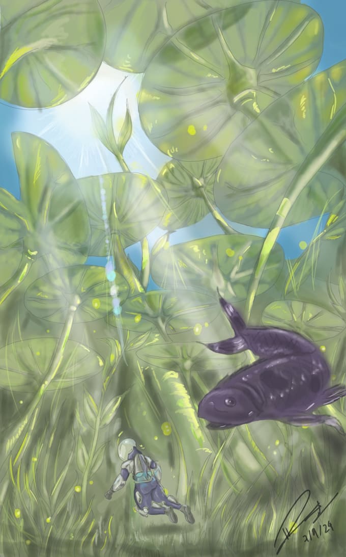 landscape drawing illustration full color