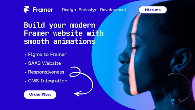 create framer website design, custom framer template, responsive UI