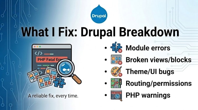 fix drupal bugs, errors, and broken modules quickly