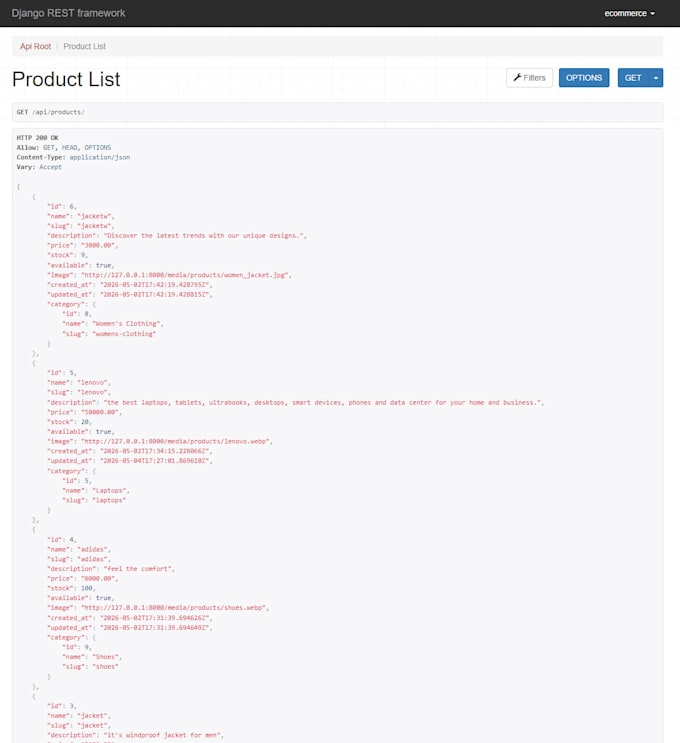 develop a secure ecommerce backend using python django