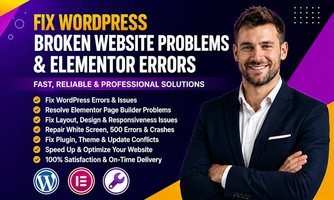 fix wordpress broken website problems and elementor errors