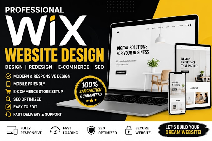 wix website design business website redesign landing page SEO setup mobile setup