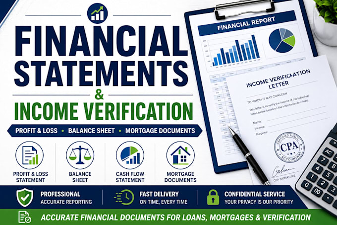 prepare financial statements, income verification and mortgage documents