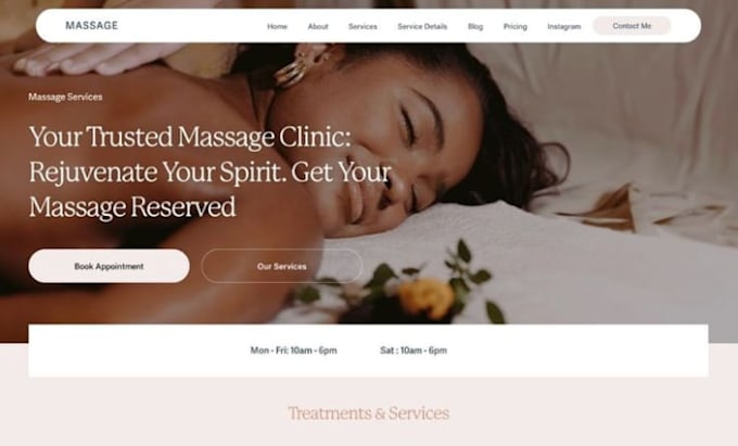 design squarespace medical spa website wellness website massage service website