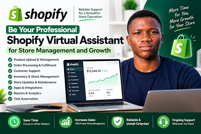 be your professional shopify virtual assistant for store management and growth