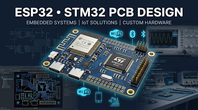 design esp32, stm32 and custom embedded systems pcb
