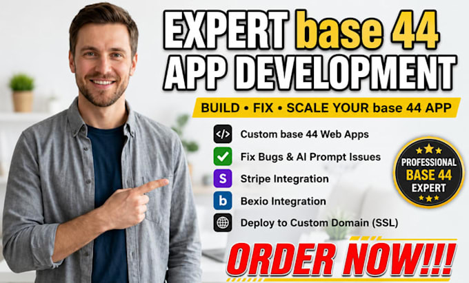 be base 44 expert, build, fix base 44, deploy base 44, full stack web developer
