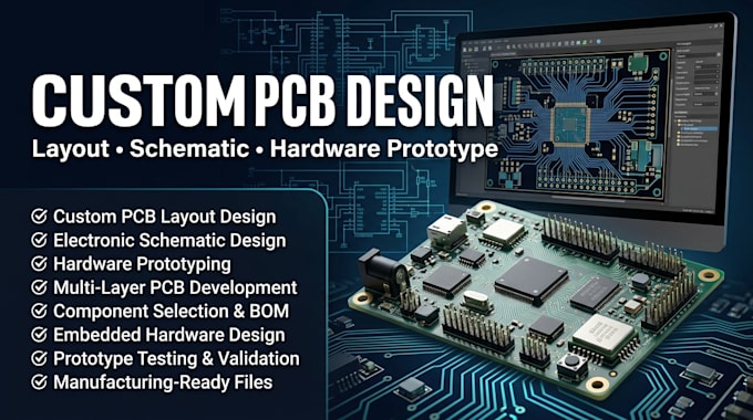 create custom pcb layout, schematic and hardware prototype