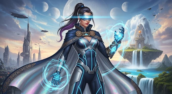 create scifi, fantasy, superhero character design