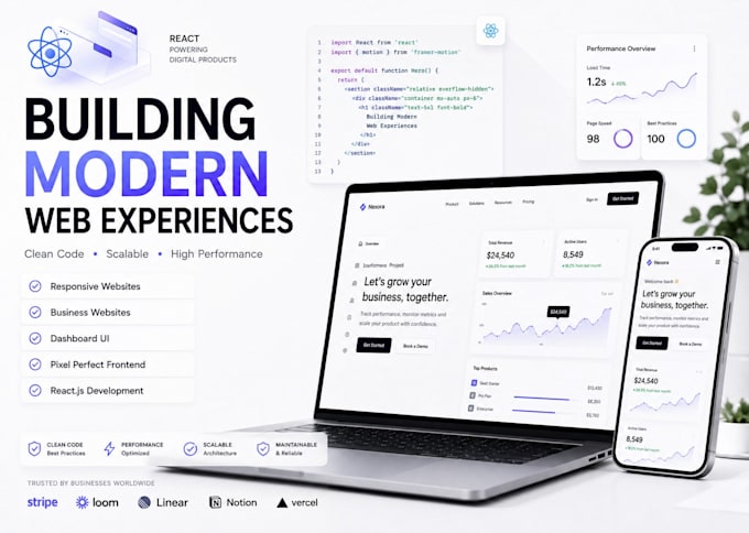 develop responsive react js frontend website