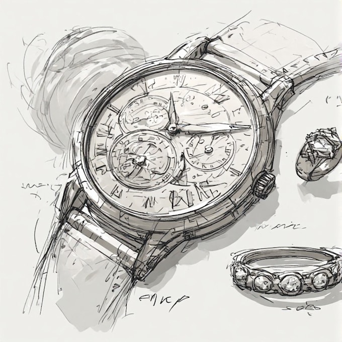 watch design and jewelry design concept sketch