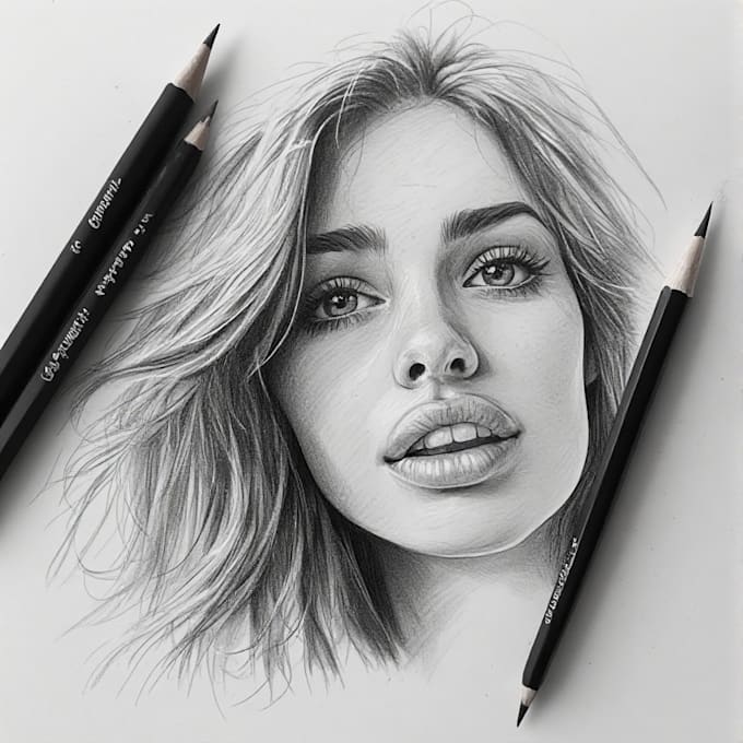 sketch handmade charcoal pencil drawing with shipping