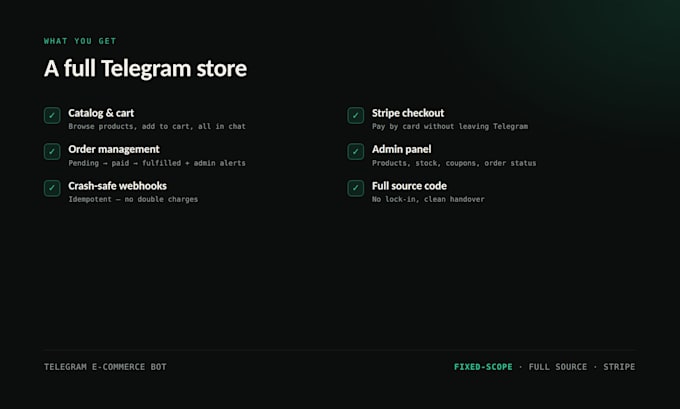 build a telegram ecommerce bot with stripe payments