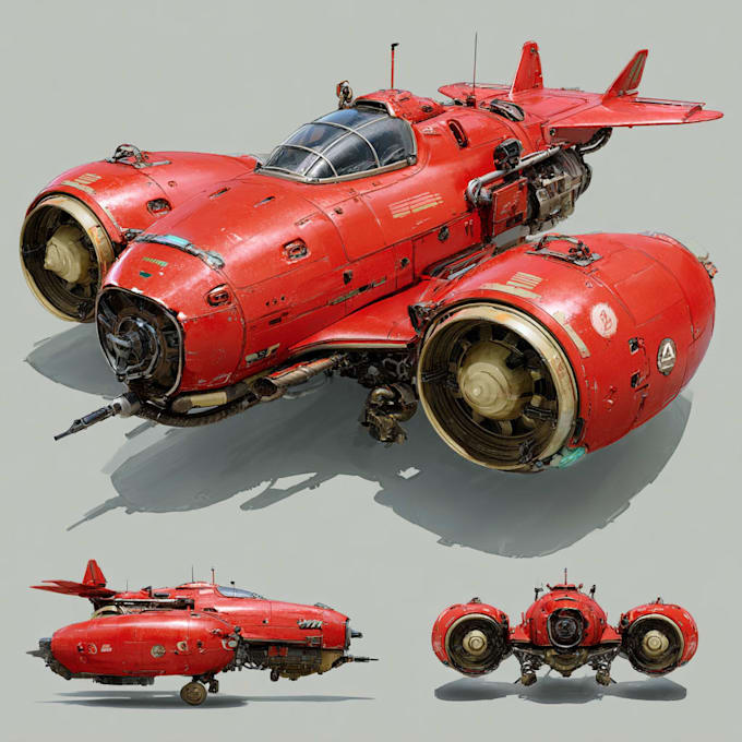 draw sci fi spaceship concept art or vehicle design