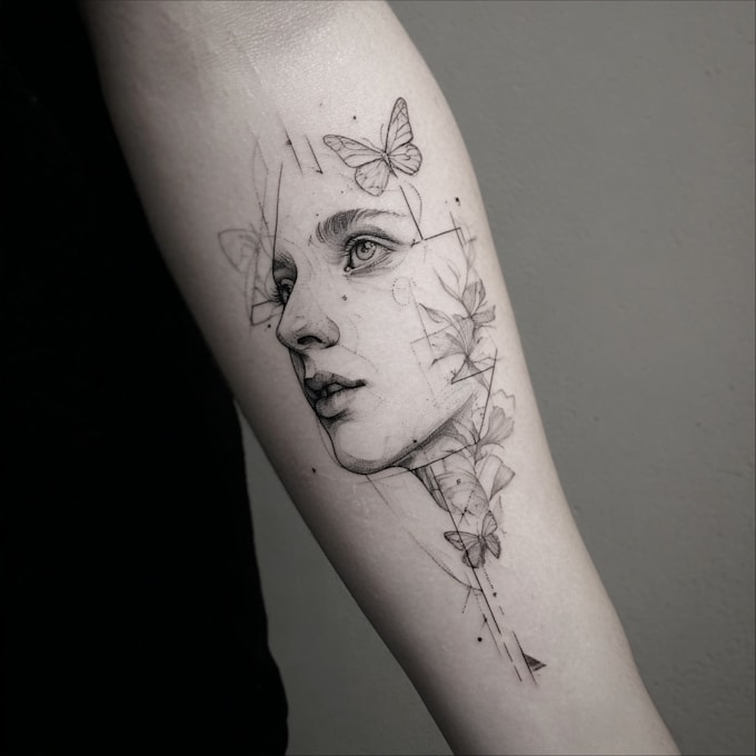 create custom minimalist fine line or geometric tattoo art