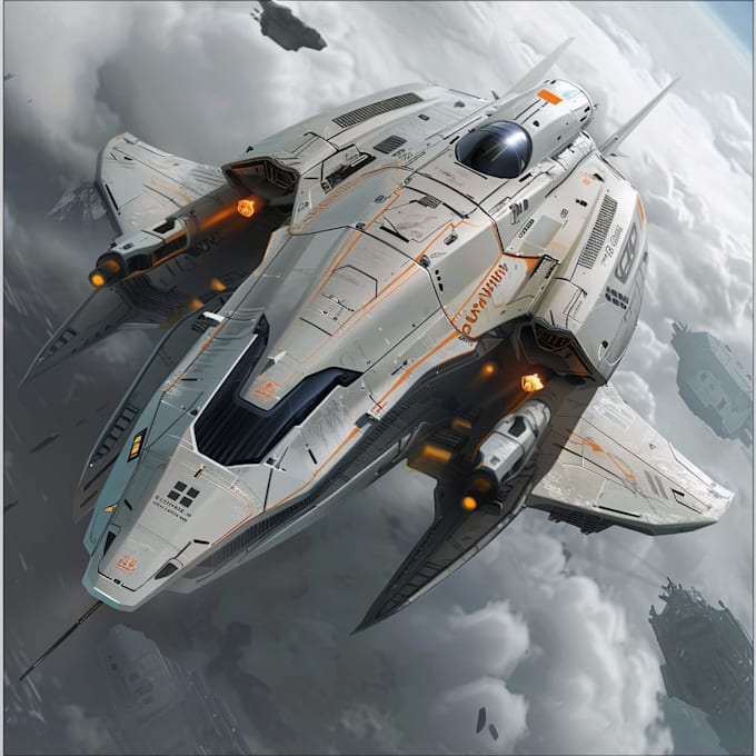 create sci fi spaceship art and futuristic illustrations