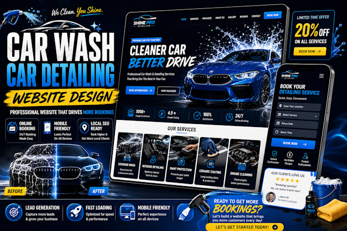 car wash website, car detailing website, auto detailing website