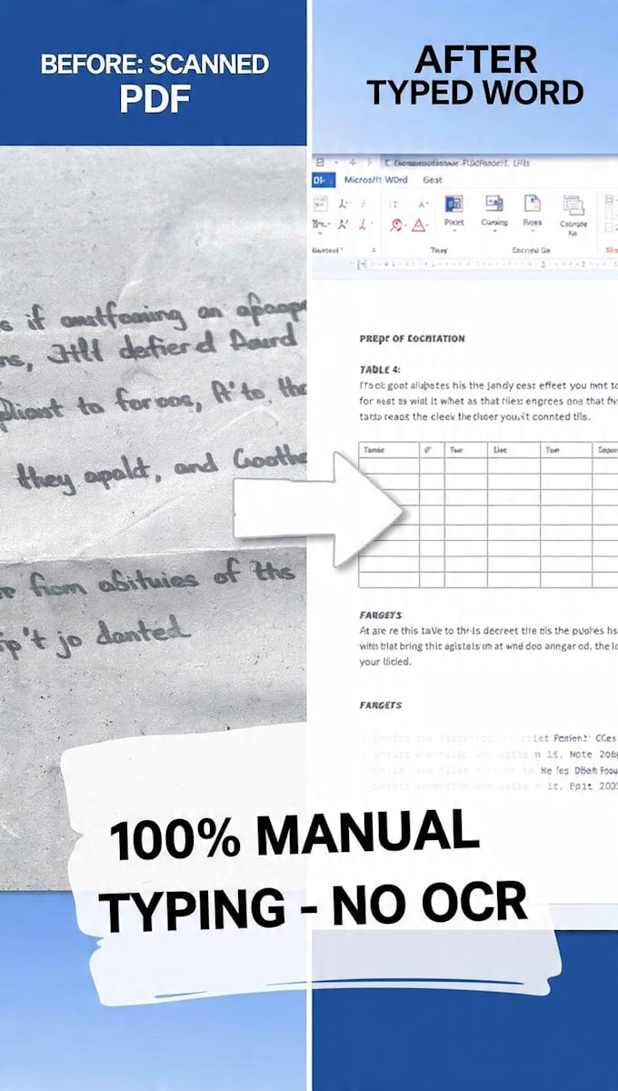 manually type your PDF image scan to word doc in 6 hours