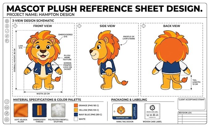 create plush toy mascot design for soft toy prototype ych concept art ref sheet