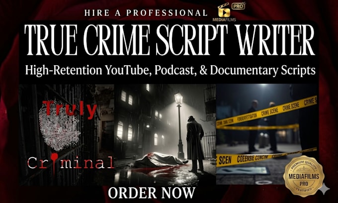 create cinematic true crime scripts, storytelling script for youtube channels