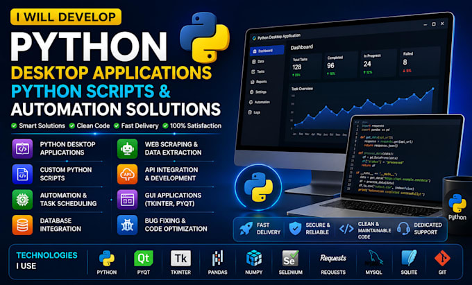 develop python desktop application, python script, python code python automation