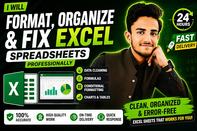 format, organize and fix excel spreadsheets professionally