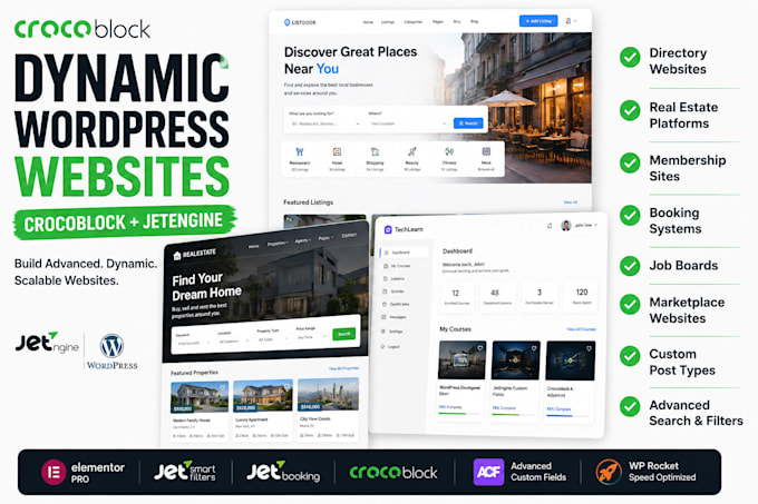 develop or redesign custom wordpress website using elementor and crocoblock