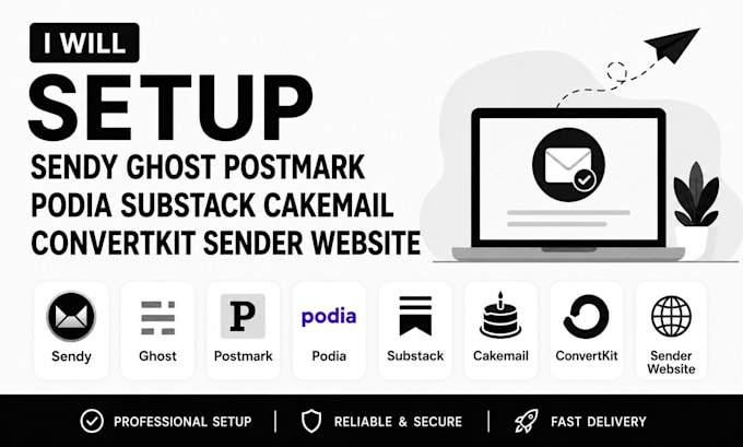 setup sendy ghost postmark podia substack cakemail convertkit sender website