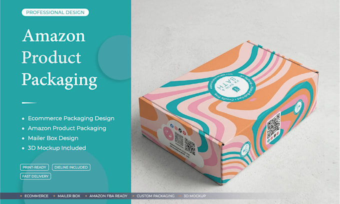 design amazon product packaging, mailer box and ecommerce packaging with 3d mock