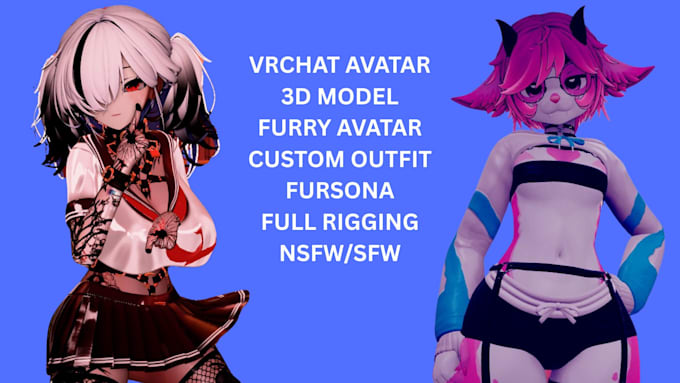 do custom vrchat avatar stylized 3d character model anime avatar furry avatar