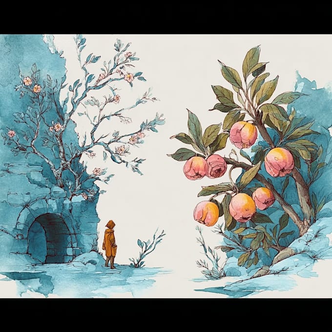 whimsical drawn illustration watercolor