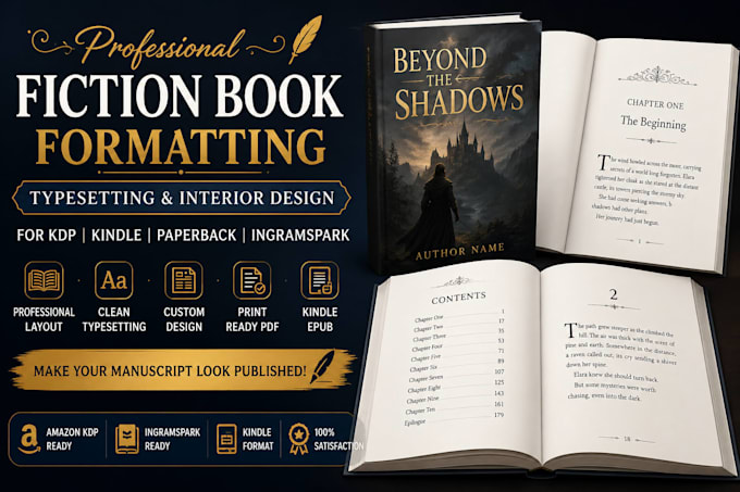 do professional fiction book formatting, typesetting and book interior design