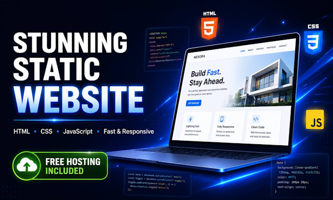 build a fast, responsive static website with HTML CSS, free hosting, and SEO