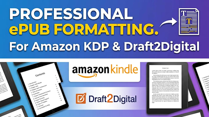 format and convert your word or PDF to professional epub for amazon KDP