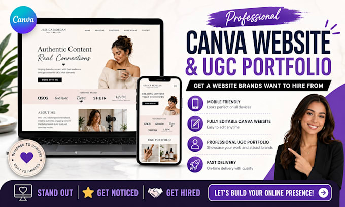 design canva website ugc portfolio ugc website landing page
