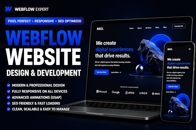 design or develop webflow website, figma to webflow website framer web developer