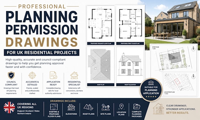 uk planning permission, drawings, house extensions, and loft conversions