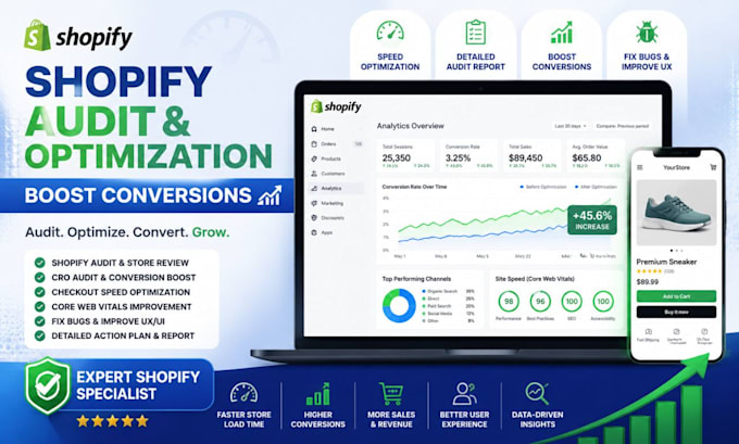 audit optimize shopify store cro expert optimize checkout speed and boost vitals