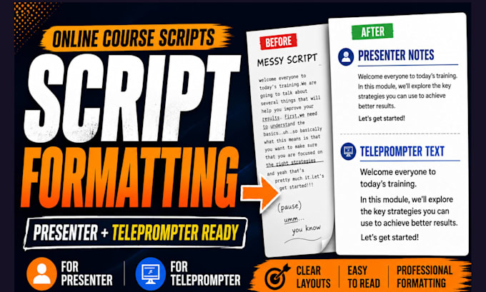 format your online course script for presenter and teleprompter use